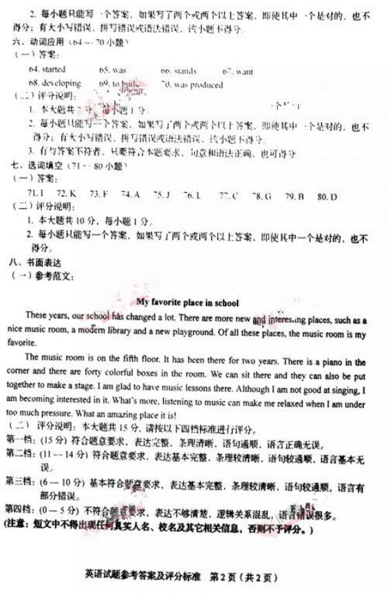 2016年山東臨沂中考英語真題試題及答案（圖片版） 12